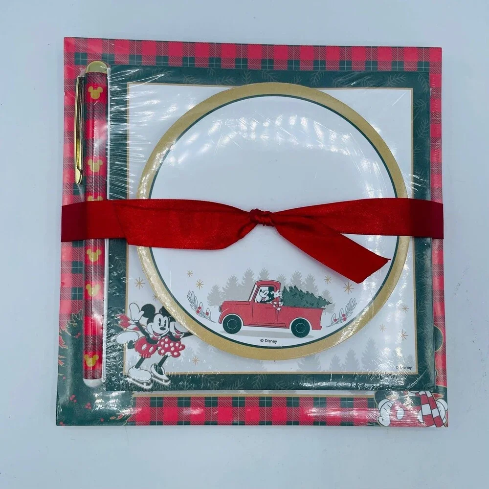 Disney Mickey & Minnie Mouse Christmas Holiday Stationary Writing Pads Pen